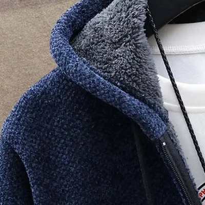 Cozy men's cardigan made of thick knit fleece