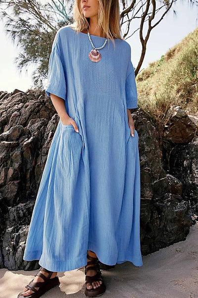 Mireia - Summer dress with short sleeves and pockets