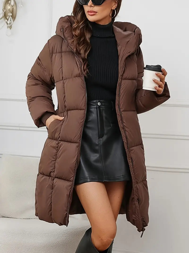 Women's Long Winter Coat with Hood - Style and Protection