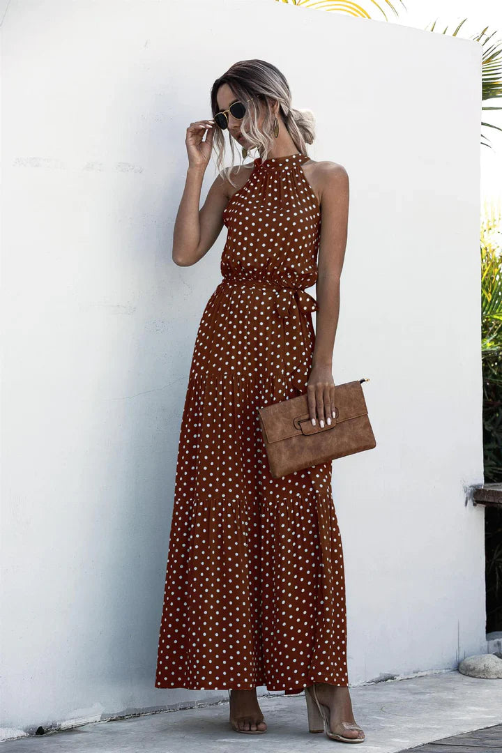 Melissa - Sleeveless round neck dress with summer print