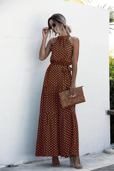 Melissa - Sleeveless round neck dress with summer print