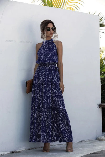 Melissa - Sleeveless round neck dress with summer print
