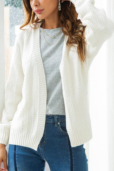Casual Knit Cardigan - Lightweight Fabric, Loose Fit, Long Sleeve for Everyday Wear