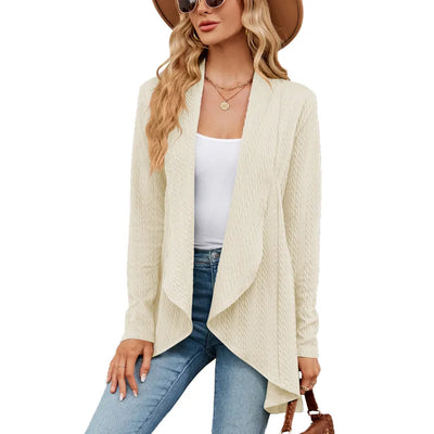 Colette - Elegant soft knit cardigan with lapel and open knit