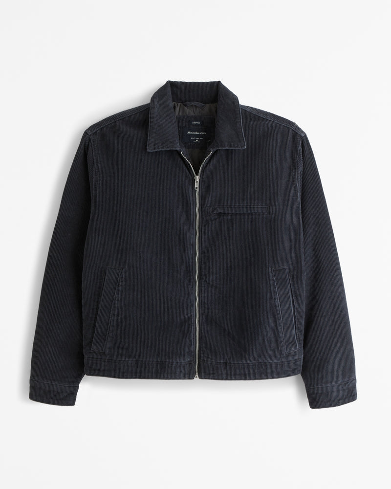 Cropped Work Jacket with Zipper