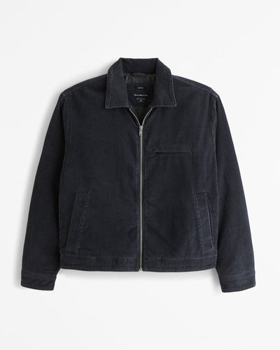 Cropped Work Jacket with Zipper