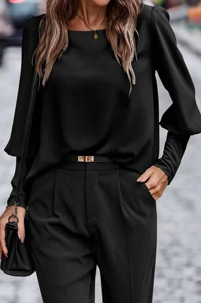 Lucia - Casual Long-Sleeved Button-Back Top