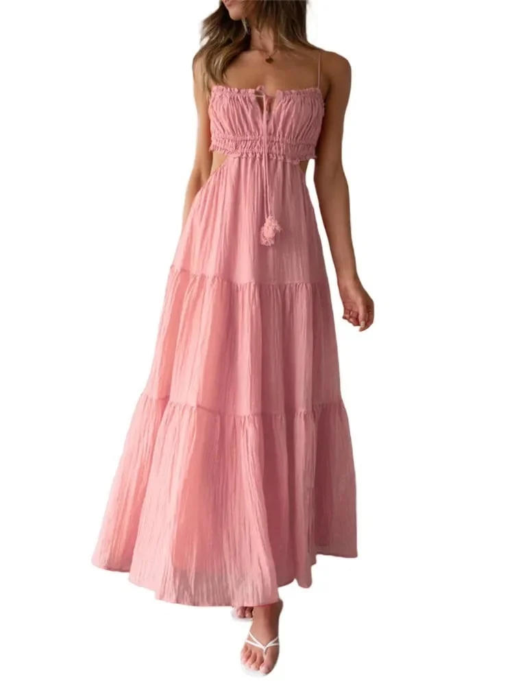 Emely - Women's Sleeveless Seam Flowy Maxi Dress