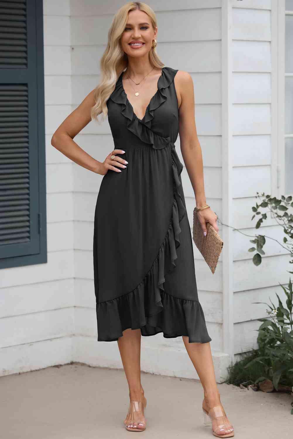 Mia - Sleeveless Ruffle Midi Dress