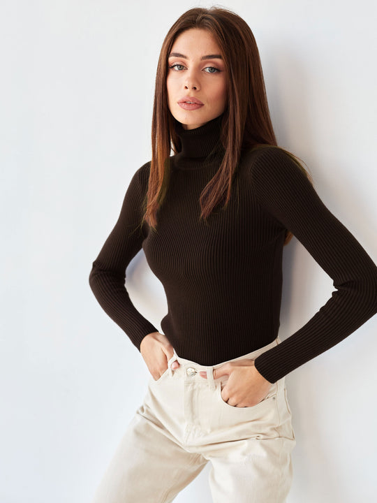 Women's Turtleneck Sweater - Fall Essentials and Warm Knit