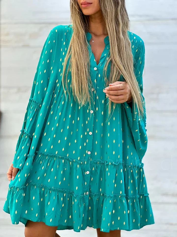 Diana Fashion Bell Sleeves, Loose Fit, Casual Dress