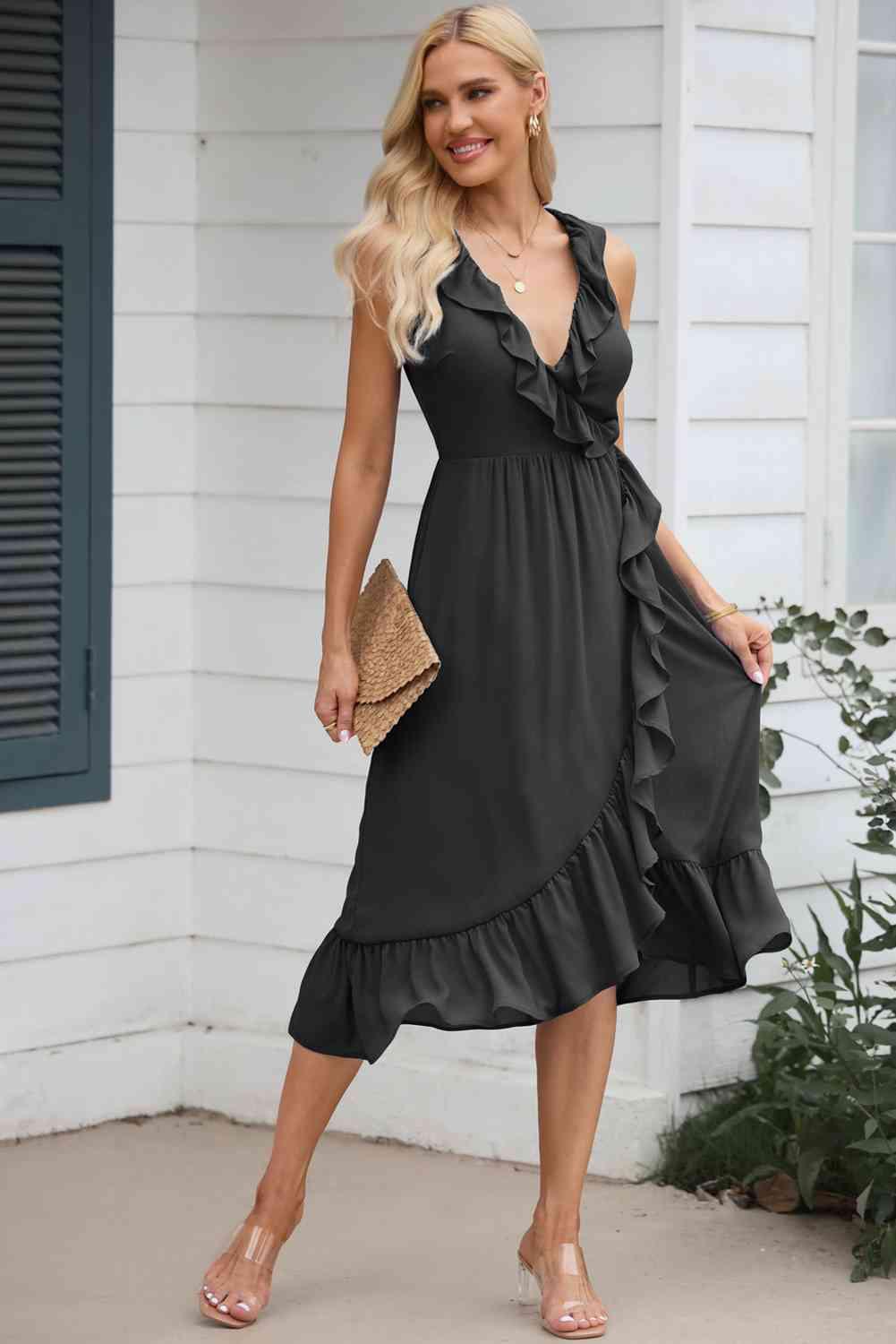 Mia - Sleeveless Ruffle Midi Dress