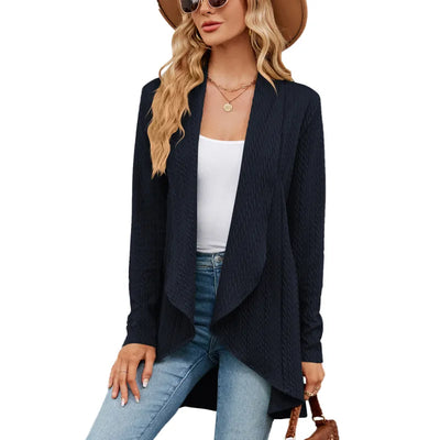 Colette - Elegant soft knit cardigan with lapel and open knit