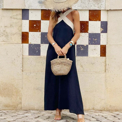 Elegant long dress with a crossover neckline for special occasions
