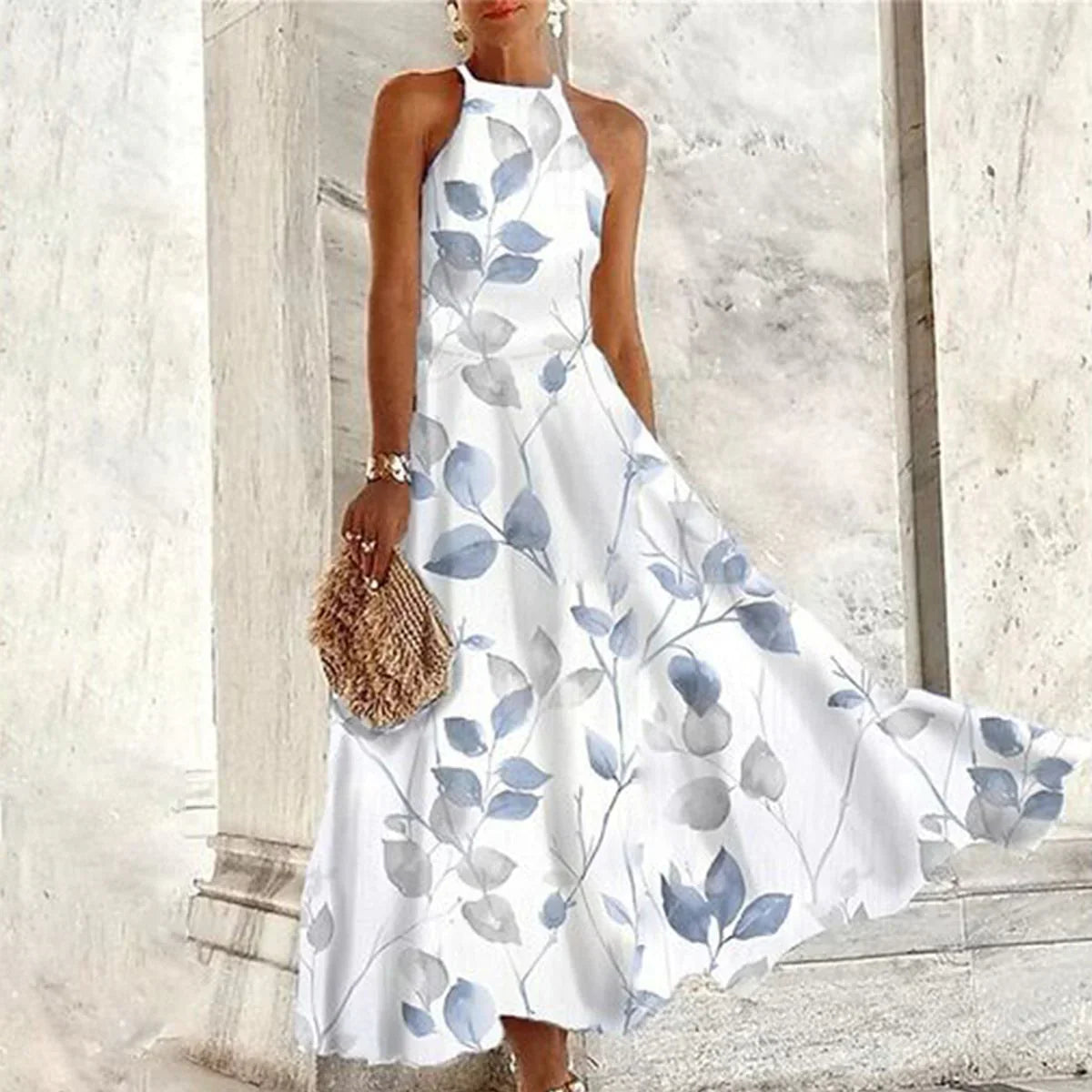 Angela - Sleeveless halterneck maxi dress
