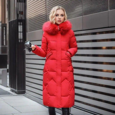 Women's Long Winter Coat with Exquisite Hooded Design