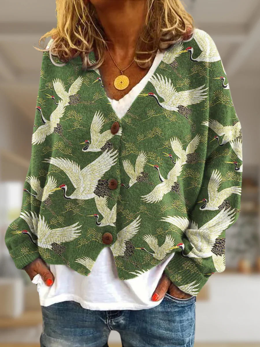 Lucy - Green-toned sweater with buttons