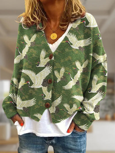 Lucy - Green-toned sweater with buttons