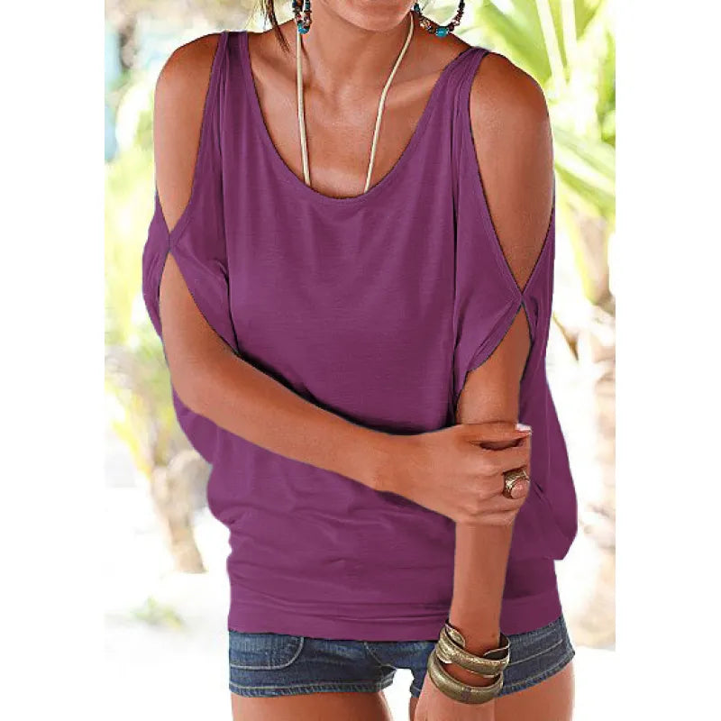 Camila - Blouse with open sleeves and round neck