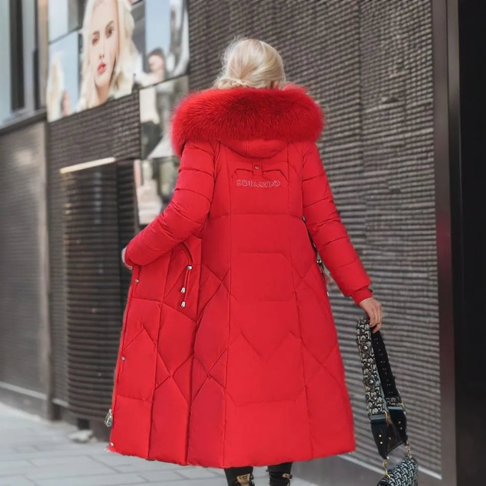 Women's Long Winter Coat with Exquisite Hooded Design
