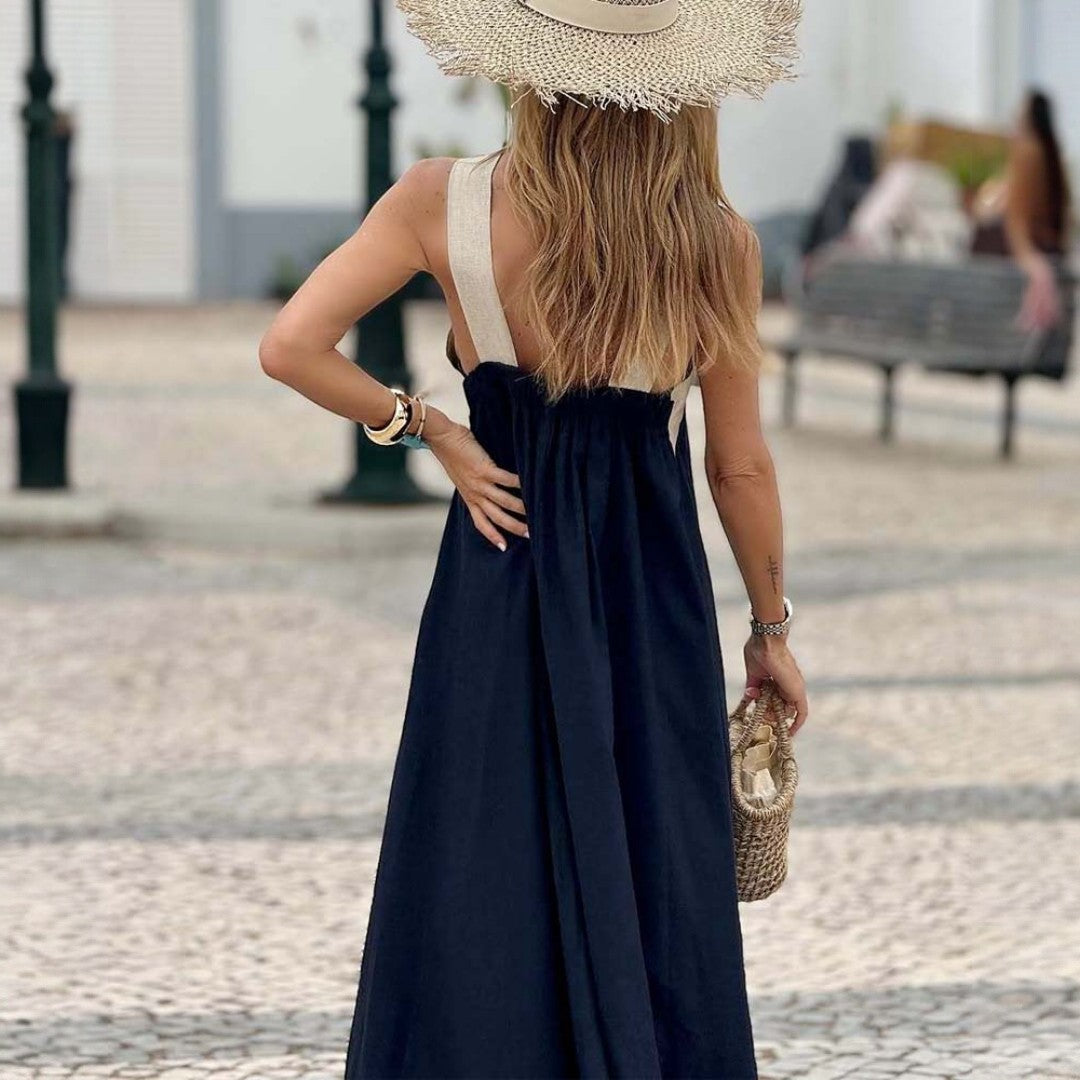 Elegant long dress with a crossover neckline for special occasions