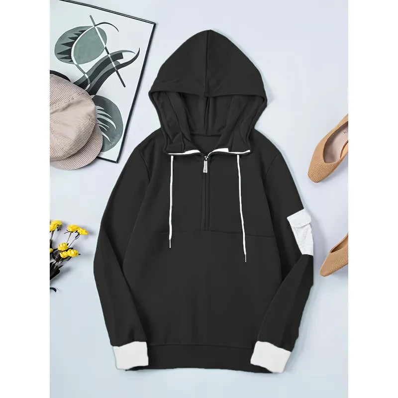 Comfortable casual half-zip hoodie