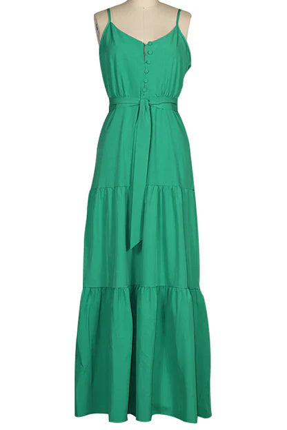 Alba - Fashion Casual Plain V-Neck Strappy Dresses