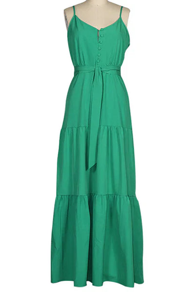 Alba - Fashion Casual Plain V-Neck Strappy Dresses