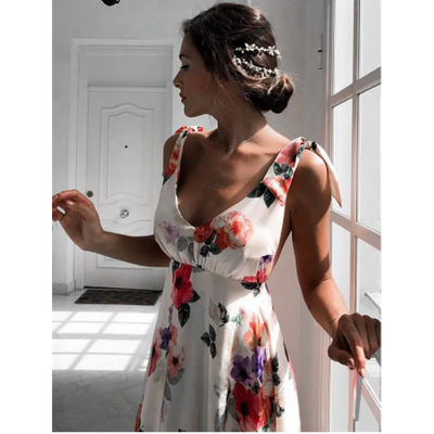 Amalie - Elegant Sleeveless Floral Strapless Dress