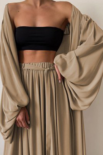 Monica - Casual Three-Piece Strapless Belted Set (4 Colors)