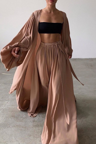 Monica - Casual Three-Piece Strapless Belted Set (4 Colors)