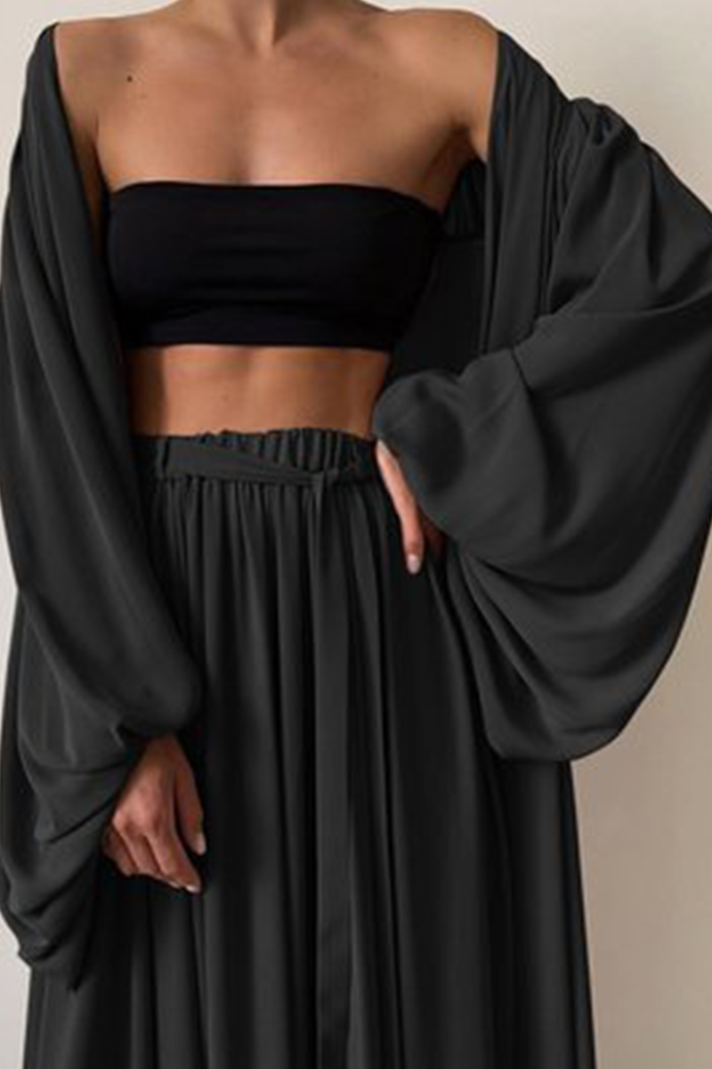 Monica - Casual Three-Piece Strapless Belted Set (4 Colors)