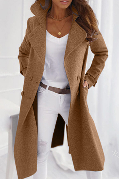 Stylish Women's Casual Coat with Turn-Down Collar and Buttons