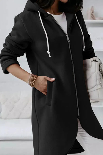 Ultra-modern jacket with hood and drawstrings