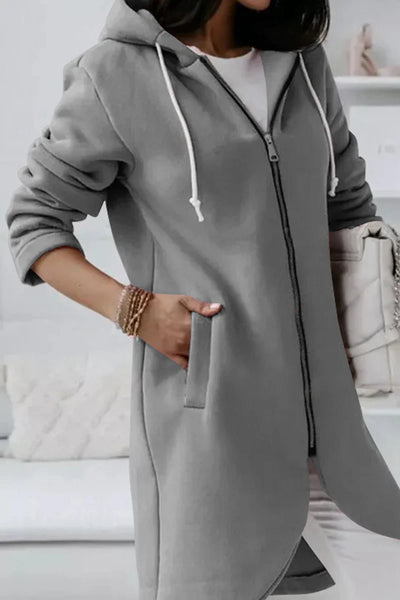 Ultra-modern jacket with hood and drawstrings