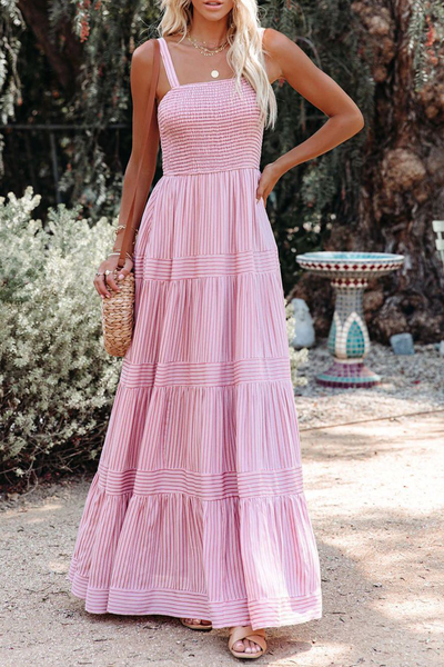 Chelsea - Fashion Plain Patchwork Spaghetti Strap Waist Skirt Dresses
