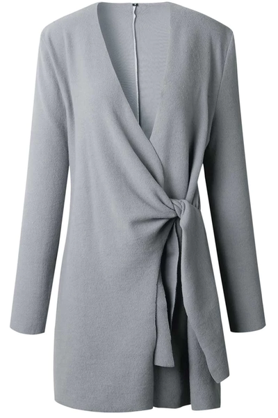 Women's Wrap Cardigan with V-Neck and Long Sleeve Belt