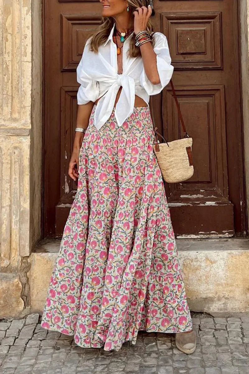 Claudia - Printed summer skirt with high waist