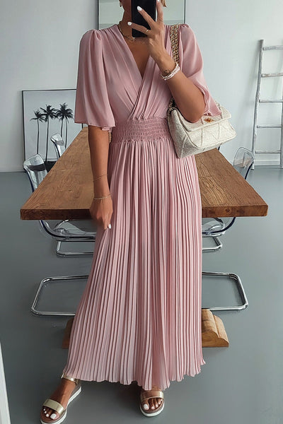 Brenda - Casual Loose V-Neck Solid Fabric Jumpsuits