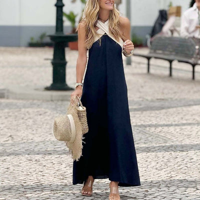 Elegant long dress with a crossover neckline for special occasions