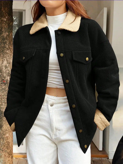 Padded Jacket with Elegant Collar and Dropped Shoulders