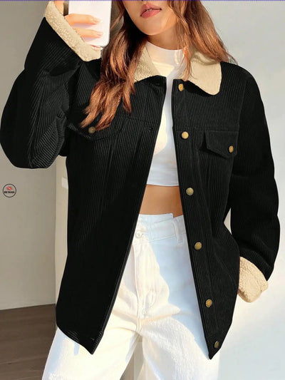 Padded Jacket with Elegant Collar and Dropped Shoulders