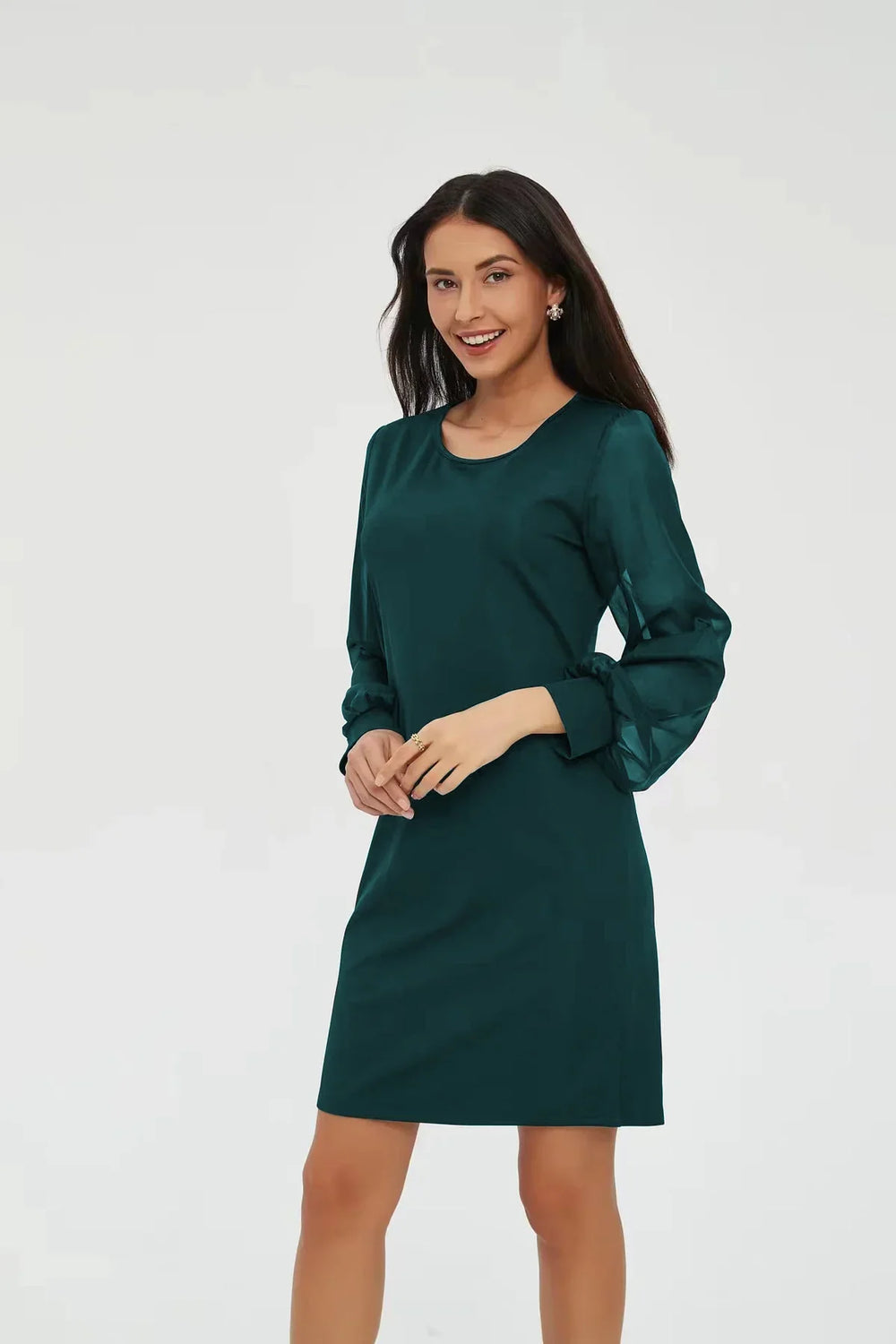 Modern dress with transparent sleeves for women