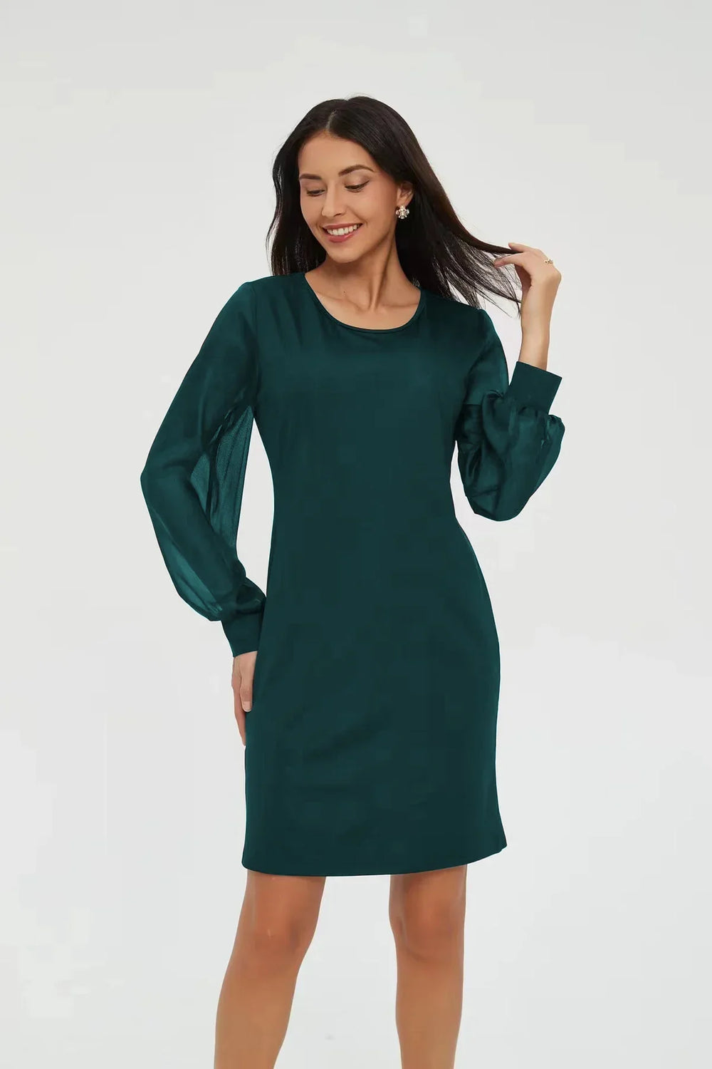 Modern dress with transparent sleeves for women