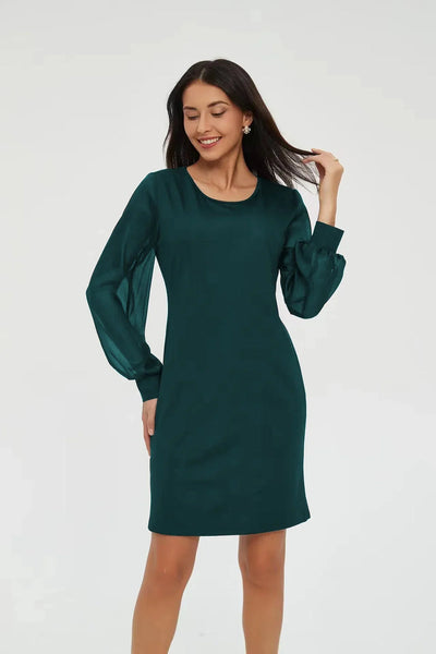 Modern dress with transparent sleeves for women