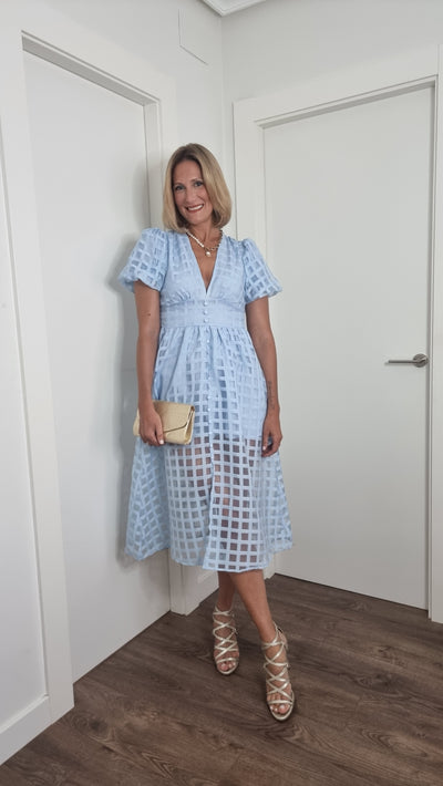 Gina - Midi dress with puff sleeves