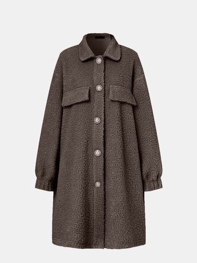 Women's Casual Long Coat with Loose Fit and Retro Lapel Style