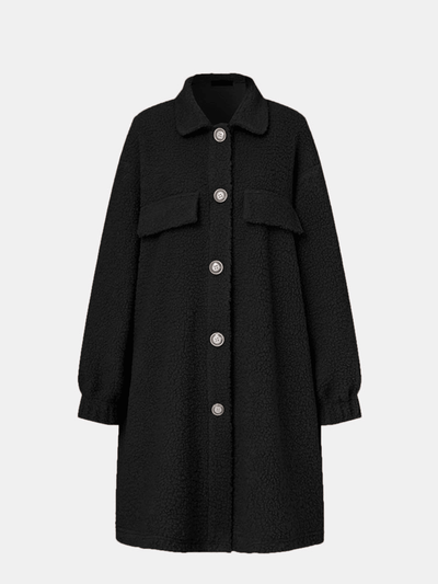 Women's Casual Long Coat with Loose Fit and Retro Lapel Style