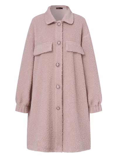 Women's Casual Long Coat with Loose Fit and Retro Lapel Style