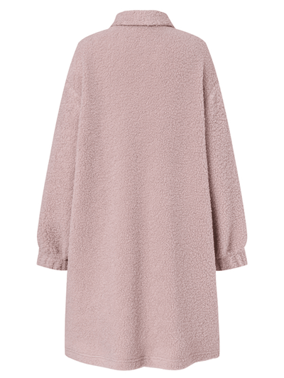 Women's Casual Long Coat with Loose Fit and Retro Lapel Style